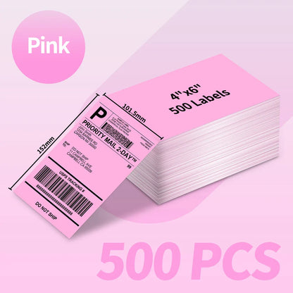 Phomemo 4x6 Thermal Shipping Labels – 500PCS Purple Fanfold Direct Thermal Labels, BPA-Free for Mailing Printer