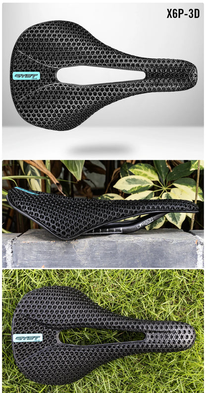 RYET 3D Printed Carbon Bike Saddle — 140/143mm Lightweight Road & MTB Cycling Seat with EVA Cushion