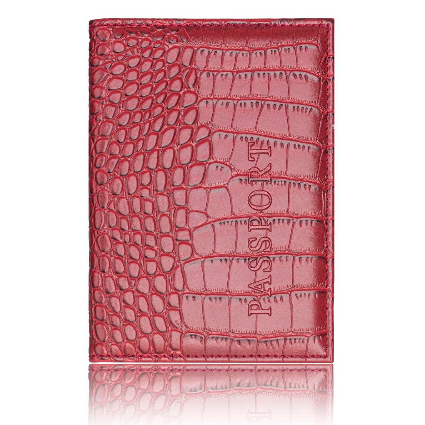 Crocodile PU Leather Passport Holder – Slim Minimalist Travel Wallet for Men & Women