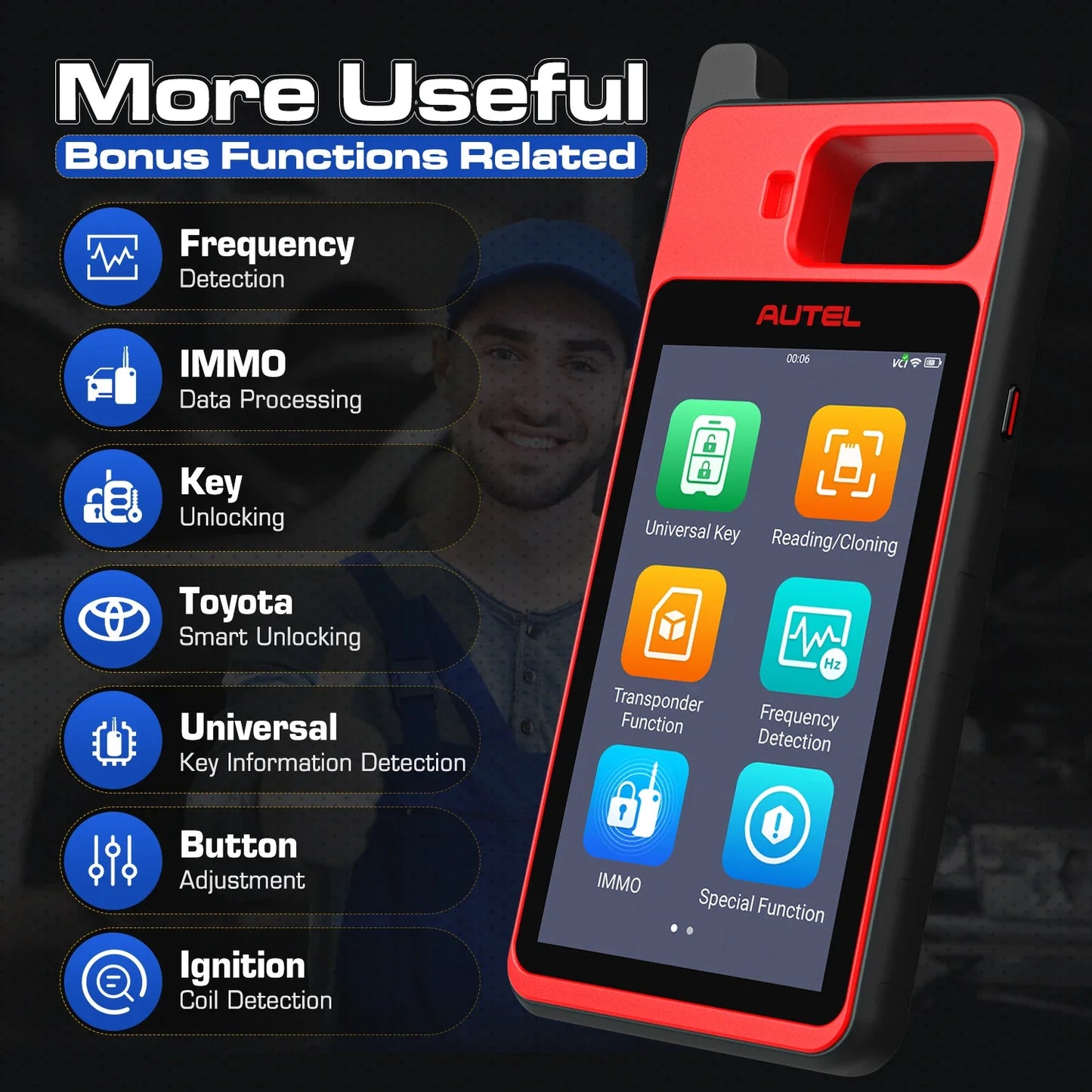 Autel MaxiIM KM100 Key Tool — OBD IMMO Key Generator with Chip/Transponder Read, Write & Clone, Lifetime Free Updates