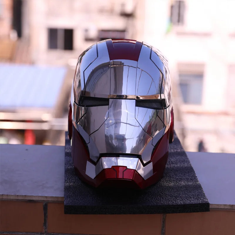 1:1 Iron Man Helmet Mk5 to Mk50 – Avengers War Machine Cosplay with Electric Open/Close, English Voice & Remote Control, Christmas Gift Toy