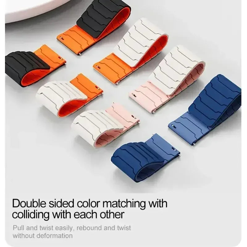22mm Magnetic Silicone Watch Strap – Replacement Sport Wristband for OnePlus Watch 3/2R/2 & OPPO Watch X/X2/4 Pro 46mm Band