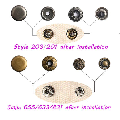 10mm, 12.5mm & 15mm Stainless Steel Snap Fasteners – Sewing Buttons for Clothing, Jackets & Leather Crafts