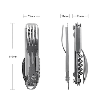 Multi-Function Outdoor Tableware: Portable Foldable Cutlery Set with Knife, Fork, Spoon, and Bottle Opener - Camping Equipment Essential