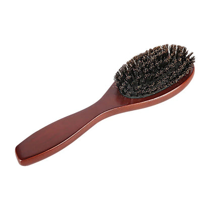Natural Boar Bristle Hair Brush — Anti-Static Wooden Oval Comb for Women’s Hair Styling