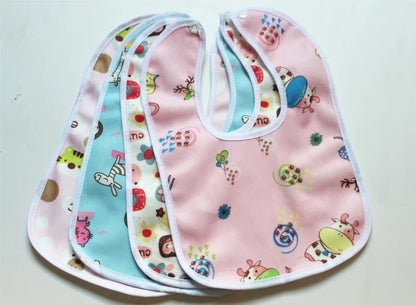 Baby Cartoon Snap Bib - Super Soft Waterproof Crystal Velvet Newborn Feeding & Saliva Towel