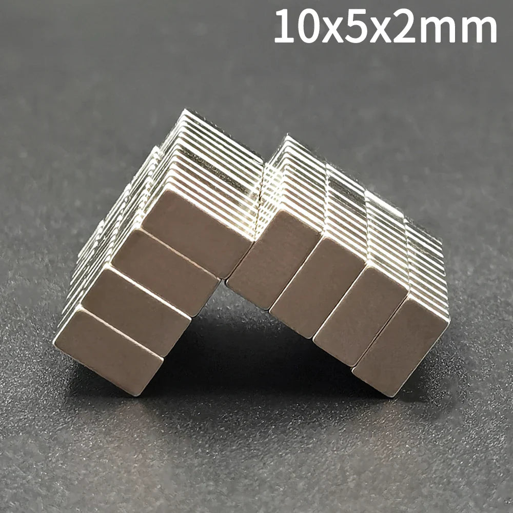 Super Powerful Neodymium Rectangular Magnet - 10x5x2 mm Small Block, 10mm x 5mm x 2mm NdFeB, Permanent Strong Magnetic (5-5000Pcs)