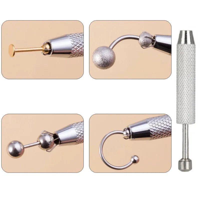 4-Claw Bead Holder Pick-Up Tool – Precision Diamond & Gem Grabber Tweezer for Jewelry & Piercing