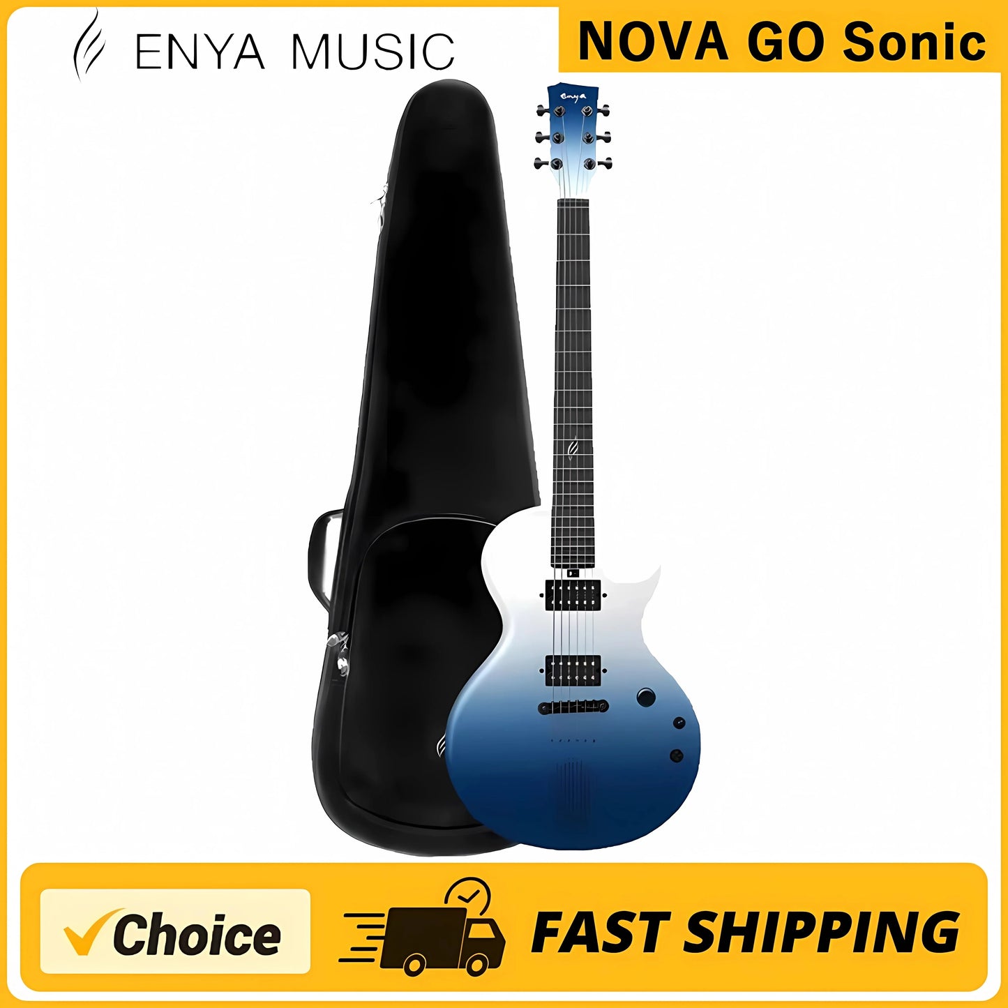 ENYA Nova Go Sonic Carbon Fiber Electric Guitar - Lightweight, Durable, with Bag, Ideal for Beginner Adults