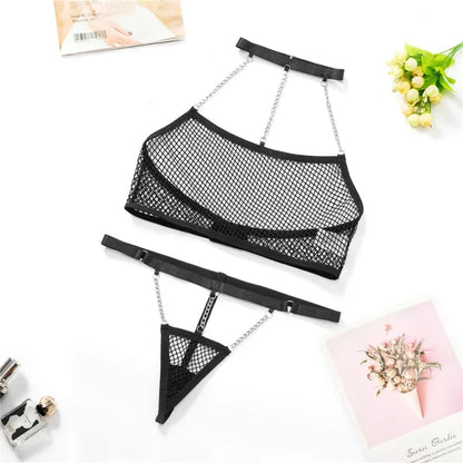 Sexy Erotic Lingerie Set - Bra, Panty, and Garters for Women, Seductive Underwear for Female Costumes