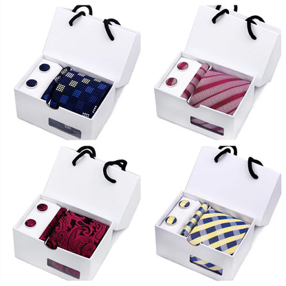 Men's Tie Set – Paisley Ties in a Box with Pocket Square and Cufflinks – Luxury Wedding, Business, Formal Suit Tie Gift