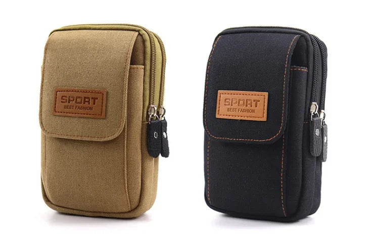 6.5" Men’s Canvas Waist Pack – Soft Pouch Belt Bag for Running, Travel & Camping