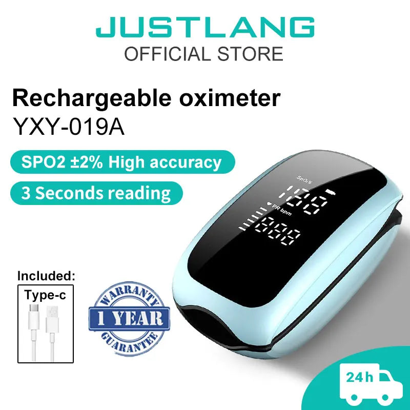 Rechargeable Finger Pulse Oximeter – SpO2 Blood Oxygen Saturation Monitor with Heart Rate and Rate Measurements, LED Display