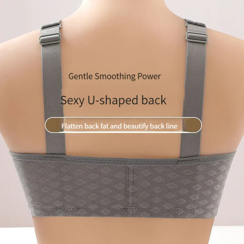 Front Button Sexy Brassiere - Anti-Sagging Gathered Design, No Steel Ring, Large Size Thin Section Underwear Bra for Ladies