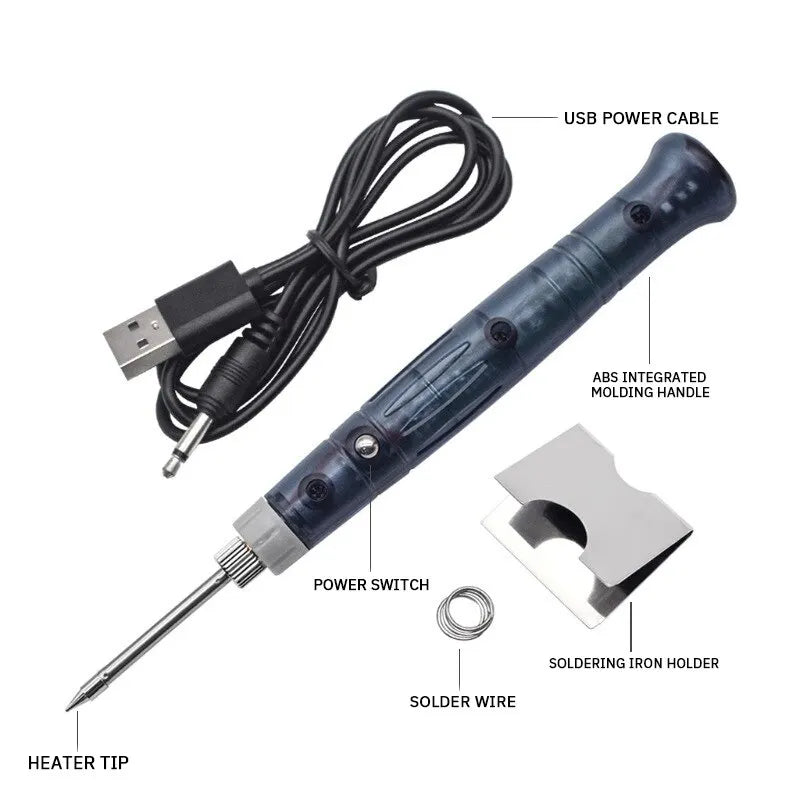 Portable Mini USB 5V Soldering Iron - Household Electronic Repair Solder Welding Tool, Student Electric Soldering Pen Combination