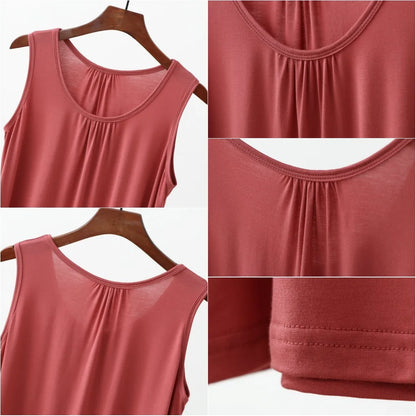 Women’s Plus Size Modal Tank Top - Loose Fold Sleeveless Summer Vest Shirt XL-6XL Casual Homewear