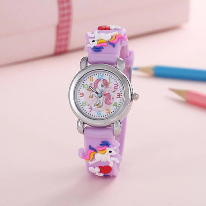 Colorful Unicorn Kids Watch - Cartoon Quartz Electronic Wristwatch for Students and Children