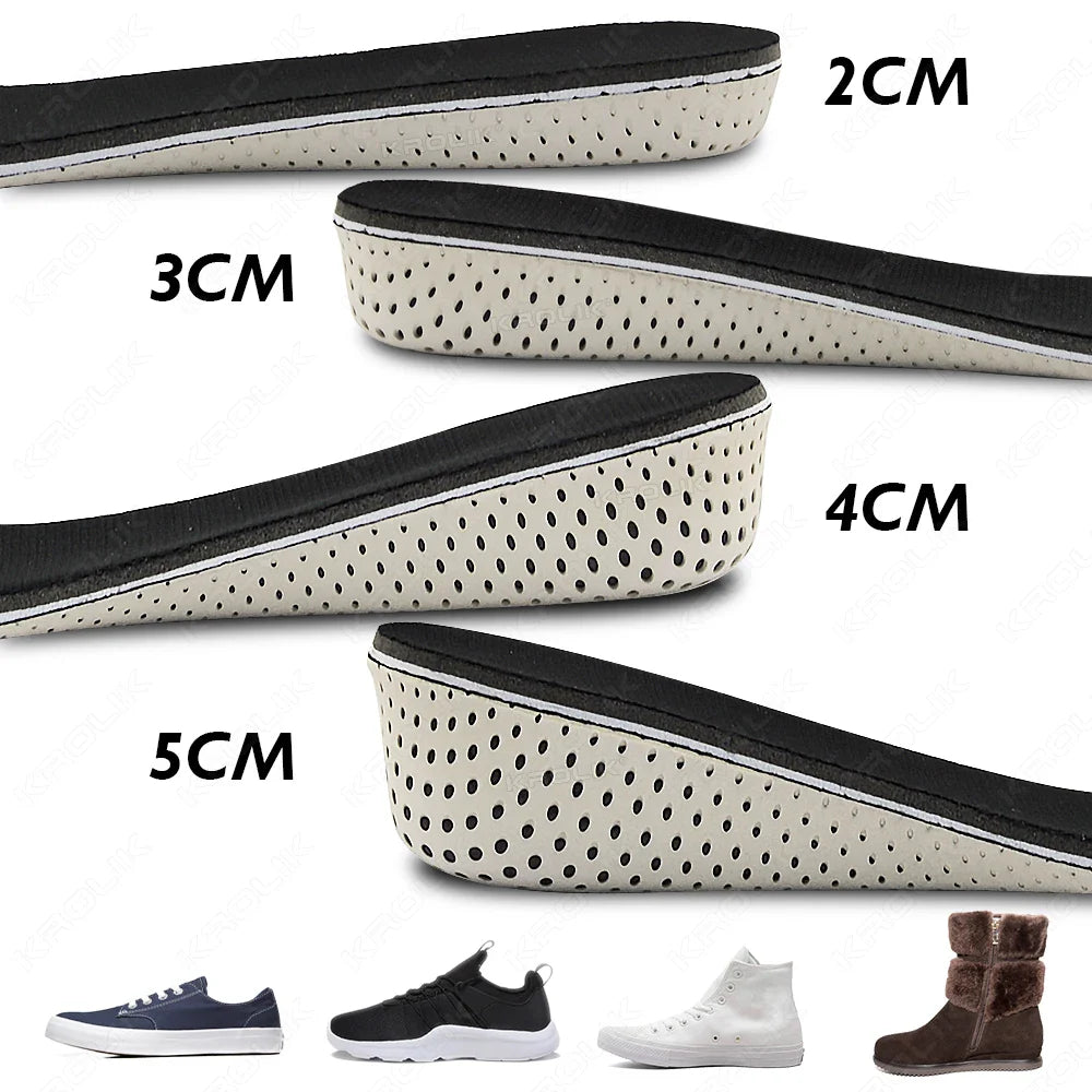 Memory Foam EVA Height Increase Insoles 2–5cm – Breathable Lightweight Shoe Lift Inserts for Men & Women Sports & Everyday Use