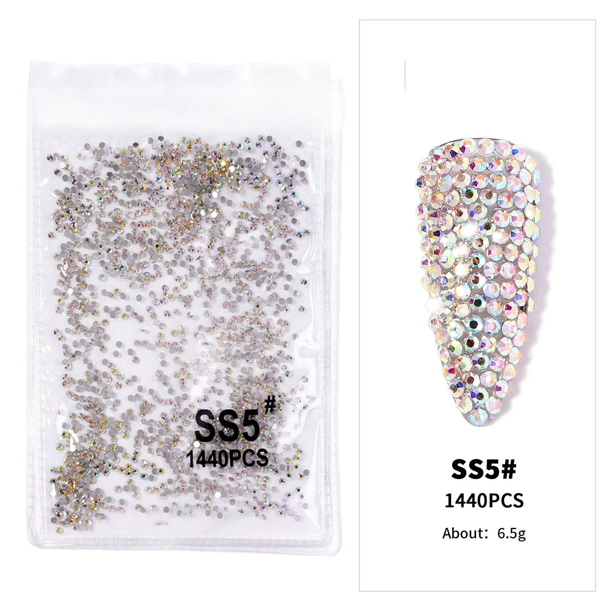 12-Grid 3D Glass AB Crystal Nail Art Rhinestones Kit – Flatback Round Beads with Tools for Nail Jewelry & Diamond Decoration