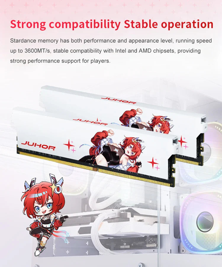 JUHOR DDR4 Gaming RAM – 8GB/16GB 3200MHz-3600MHz Desktop Memory Kit (8GX2/16GX2)