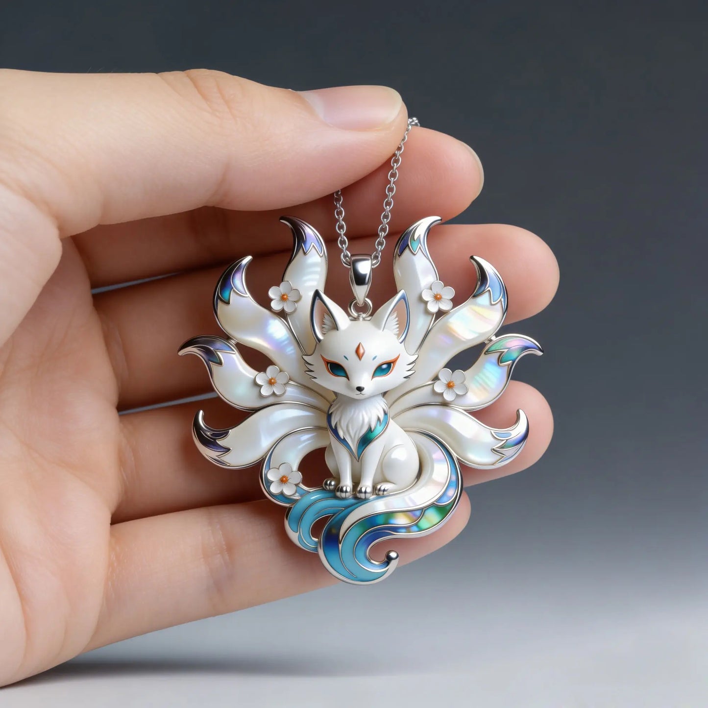 Nine-Tailed Fox Enamel Pendant - Cute Aesthetic Gift for Friends & Family