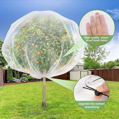 Large Fruit Tree Netting with Zipper & Drawstring – Transparent Insect & Bird Barrier Mesh for Garden Plants