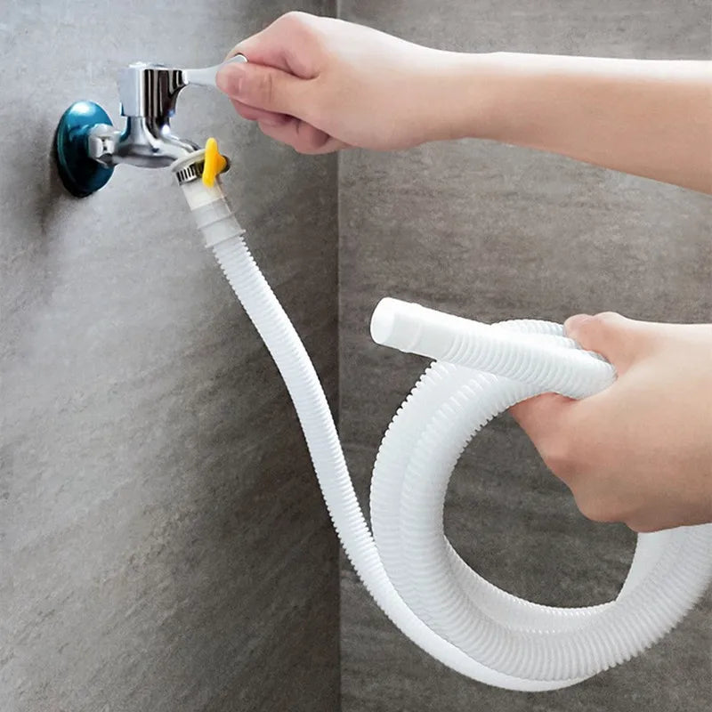 1–4M White Drain Hose Pipe — Extension Tube for Air Conditioner, Washing Machine & Kitchen Faucet