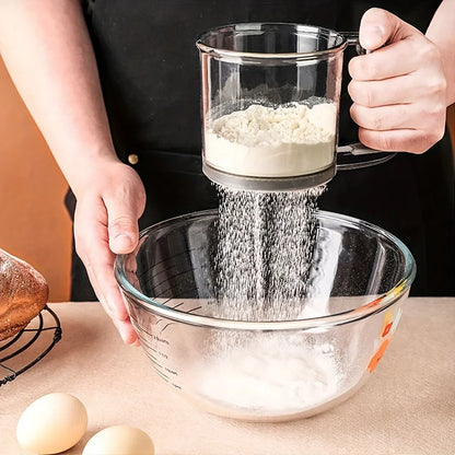 Semi-Automatic Hand Press Flour Sifter – Transparent Non-Stick Baking Tool for Kitchen