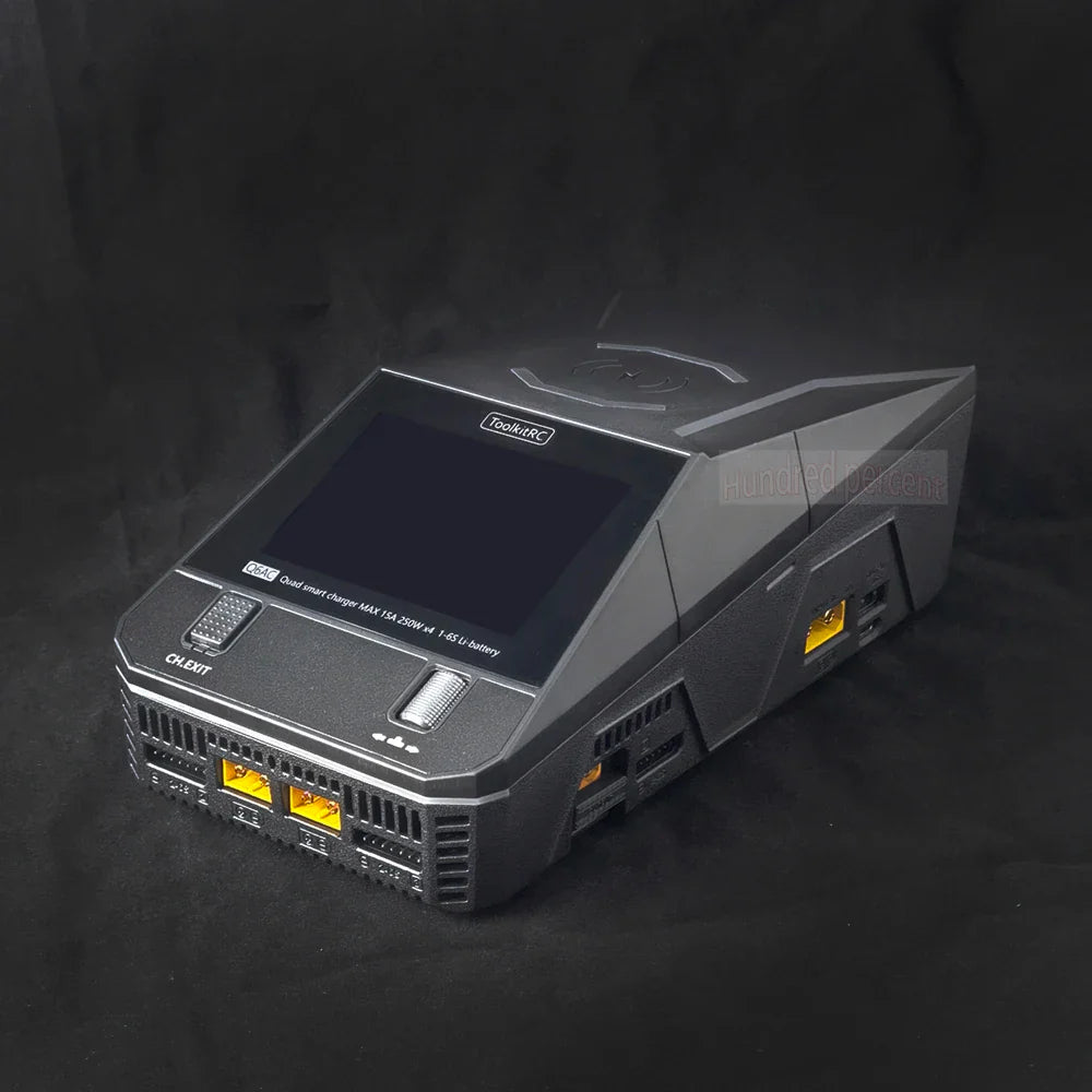 ToolkitRC Q6AC Charger — AC 400W/DC 1000W 4CH with USB A/Type-C, LiPo 1-6S, NiMH 1-16S, PB 1-10S, IPS Display