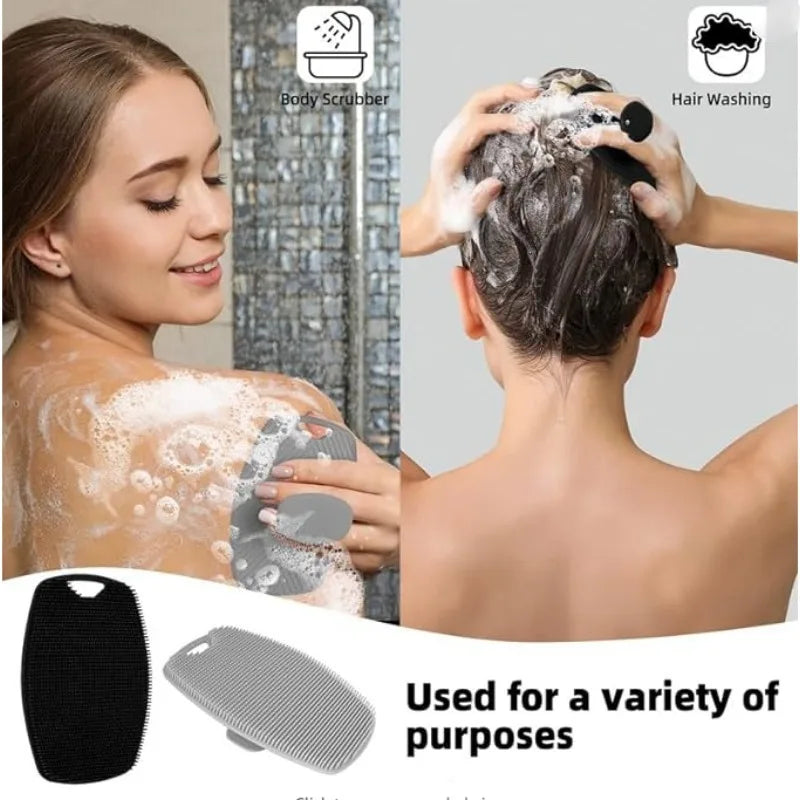 Soft Silicone Exfoliating Brush – Gentle Manual Body Cleanser & Massage Shower Scrubber for Men