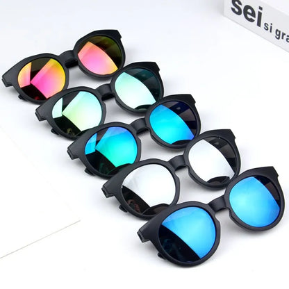 Kids Retro Round Sunglasses – Colorful Reflective UV400 Eyewear for Boys & Girls