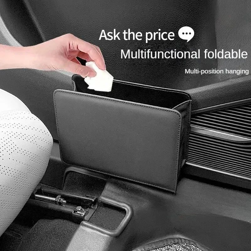 Car Trash Can & Storage Bag — Foldable Hanging Seat Back Organizer for Car Door & Interior Storage