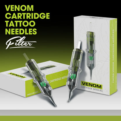 EZ Filter Venom Disposable Tattoo Needles – 0.30mm/0.35mm Round Shader & Liner RM MC for Tattoo Machine Pen