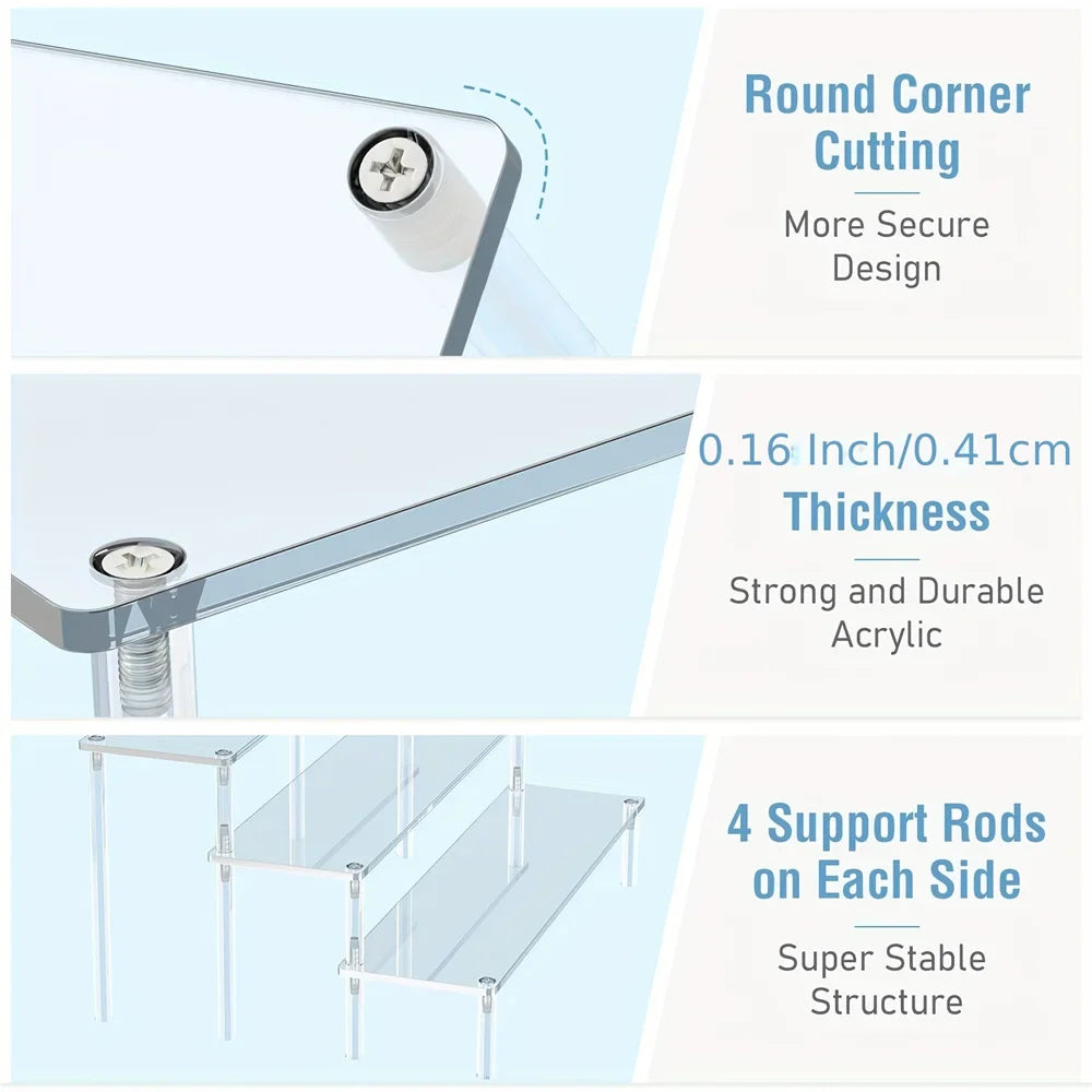 Multi-Layer Acrylic Cake Display Stand – Clear Trapezoidal Rack for Desserts & Cupcakes