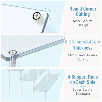 Multi-Layer Acrylic Cake Display Stand – Clear Trapezoidal Rack for Desserts & Cupcakes