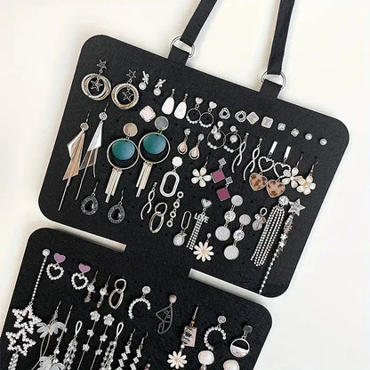 Foldable Felt Jewelry Organizer – 5-Tier Wall Hanging Earring & Pendant Display with Storage for Necklaces and Bracelets