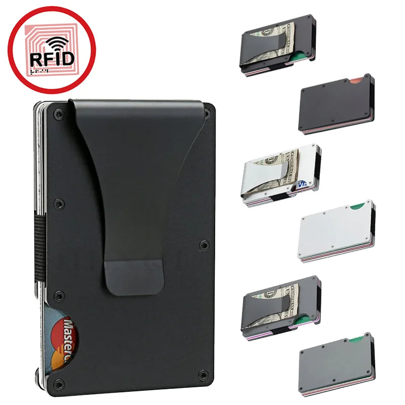 2025 RFID Blocking Front Pocket Wallet – Slim Minimalist Metal Wallet with Money Clip for Men & Unisex