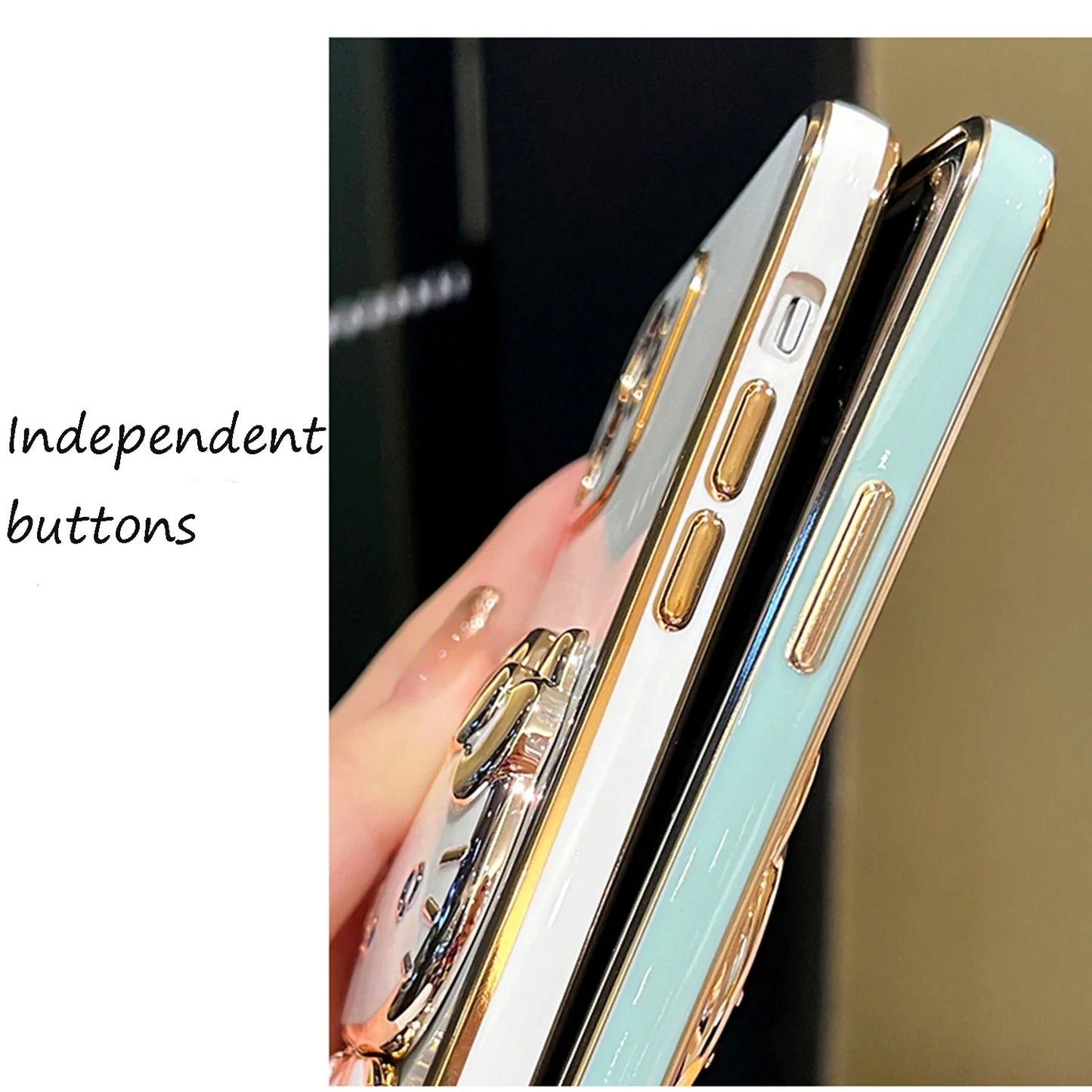 Mirror Rabbit Flower Strap Case for Xiaomi Redmi Note 11 / 12 / 10 / 9 Series – Pro Max Stand Phone Cover with Decorative Strap & Protective Design