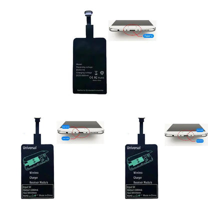 Type-C Wireless Charging Receiver Patch – Universal Android Fast Charging Adapter for Mobile Phones, Slim USB-C Receiver Sticker