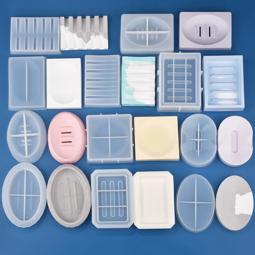 DIY Silicone Soap Dish Mold – Epoxy Resin Soap Holder with Drain, Practical Storage Box for Home Decoration