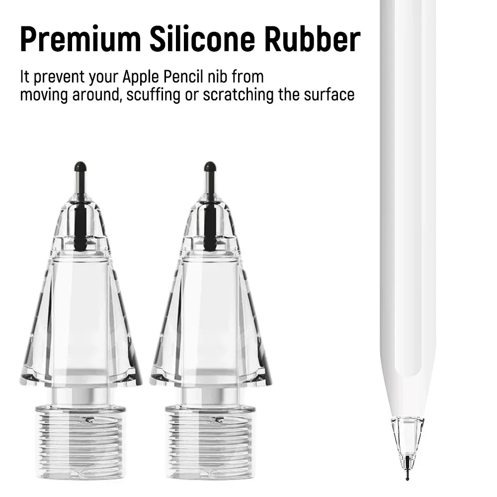 4X Replacement Tips for Apple Pencil 1 & 2 | Soft Silicone Protective Nibs for Touch Screen Stylus