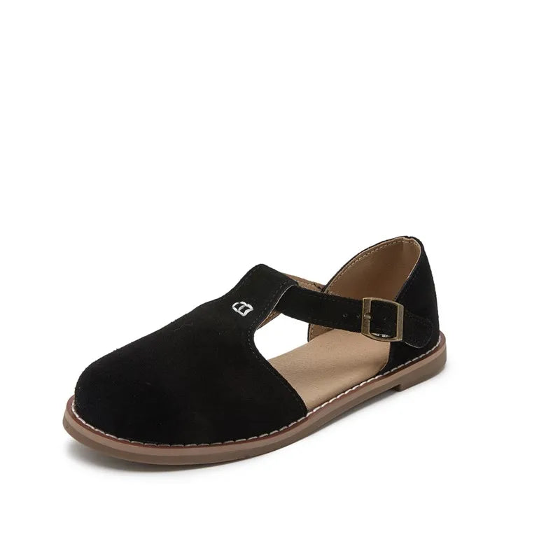 AIYUQI Women’s Retro Leather Sandals 2024 — Flat Sole Hollow Roman Style Summer Shoes