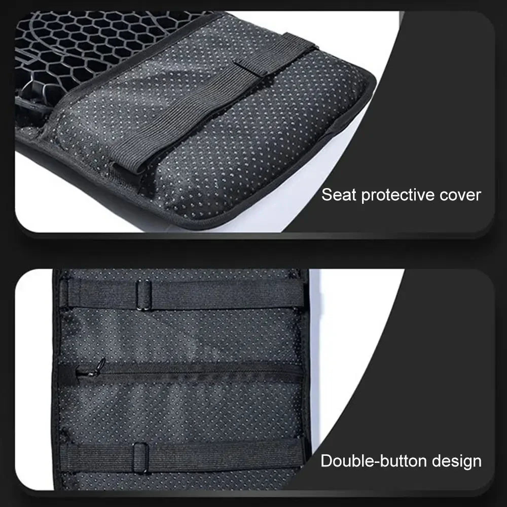Pressure Relief Gel Honeycomb Motorcycle Seat Cushion — Anti-Slip, Comfortable Universal Seat Cover Accessory