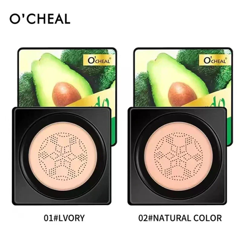 Air Cushion CC Cream with Mushroom Head Puff – Moisturizing, Brightening BB Cream & Waterproof Face Concealer