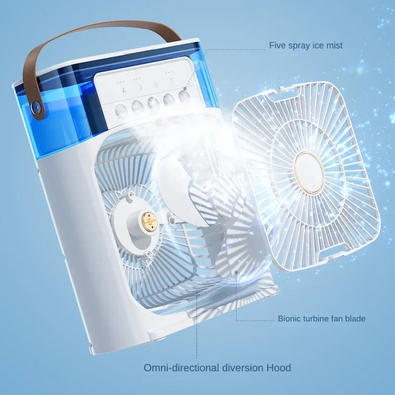 Portable Air Conditioner & Humidifier: Hydrocooling Small Air Cooler with 3-Speed Fan Adjustment - Ideal for Office and Household Use