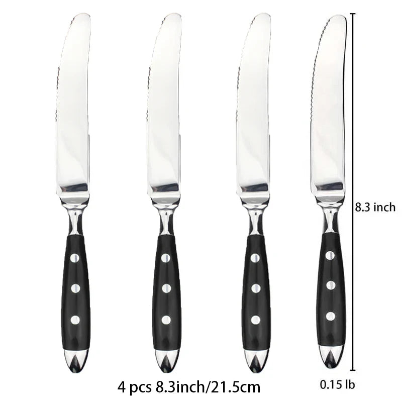 Classic Elegant Stainless Steel Cutlery Set – Fork, Spoon, Knife & Teaspoon Full Dining Steak Dinnerware Collection