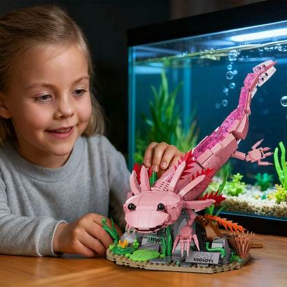 998-Piece Axolotl Building Blocks Set - Creative Aquatic Amphibian Model Toy & Gift for Adults