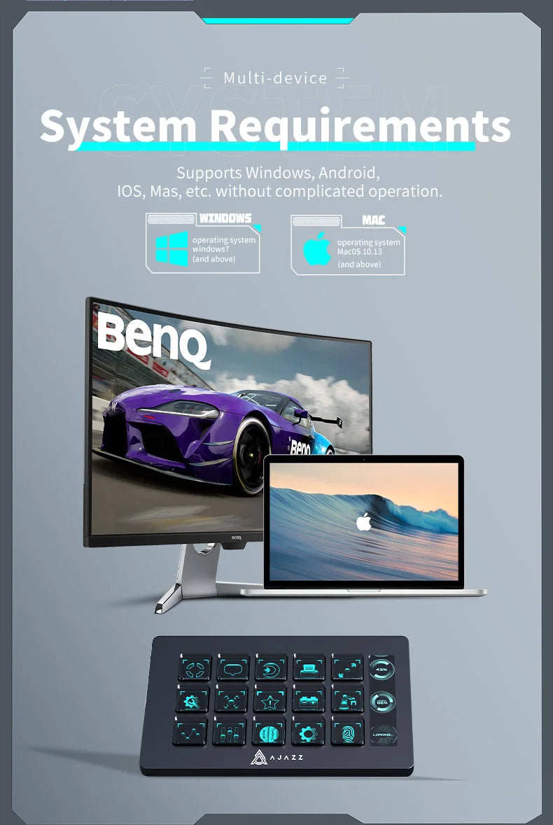 AJAZZ AKP153E Multifunctional Mini Keyboard – 15 Macro Keys Console Panel for Custom Desktop Actions
