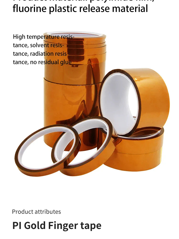 30m Gold Finger High-Temp Polyimide Tape – Anti-Static PET Insulation Tape for Lithium Batteries, Multi-Size Options