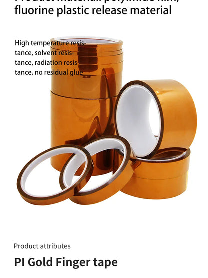 30m Gold Finger High-Temp Polyimide Tape – Anti-Static PET Insulation Tape for Lithium Batteries, Multi-Size Options